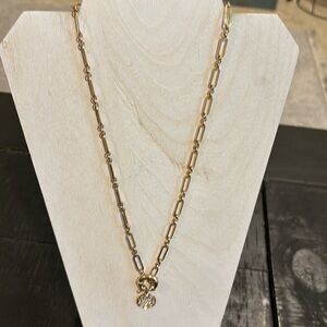 Evil Eye Paperclip Rhinestone Charm Necklace Goldtone​​​